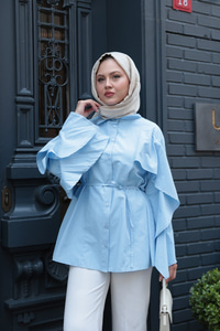 Yarasa Kol Emily Gömlek Mavi