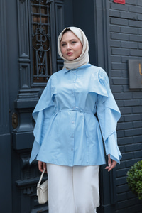 Yarasa Kol Emily Gömlek Mavi