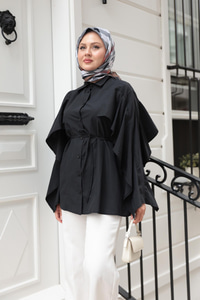 Yarasa Kol Emily Gömlek Siyah