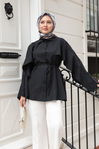 Yarasa Kol Emily Gömlek Siyah