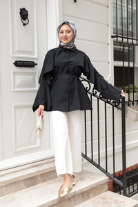 Yarasa Kol Emily Gömlek Siyah