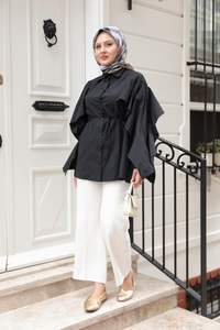 Yarasa Kol Emily Gömlek Siyah