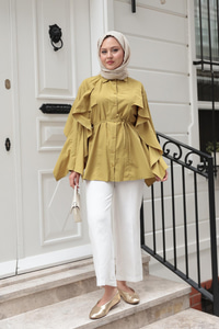 Yarasa Kol Emily Gömlek Yağ Yeşil