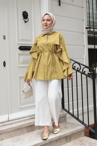 Yarasa Kol Emily Gömlek Yağ Yeşil