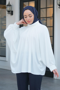 Yarasa Kol Tunik  Beyaz