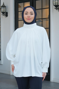 Yarasa Kol Tunik  Beyaz