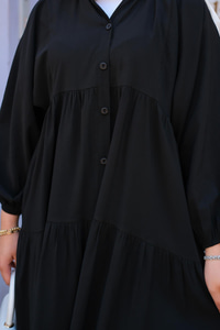 Yarım Düğmeli Elbise Siyah