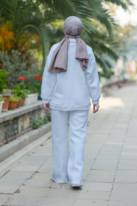 Yarım Fermuarlı İkili Takım Beyaz