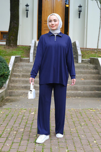 Yarım Fermuarlı İkili Takım Lacivert