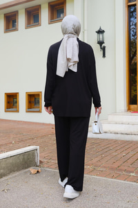 Yarım Fermuarlı İkili Takım Siyah