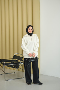 Yarım Fermuarlı Sweat Ekru