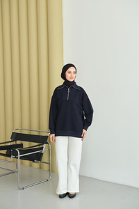 Yarım Fermuarlı Sweat Lacivert