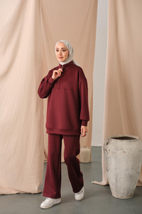 Yarım Fermuarlı Takım Bordo