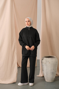 Yarım Fermuarlı Takım Siyah