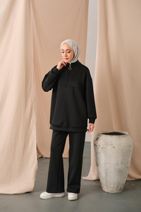 Yarım Fermuarlı Takım Siyah