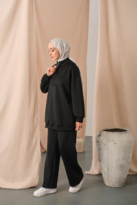 Yarım Fermuarlı Takım Siyah