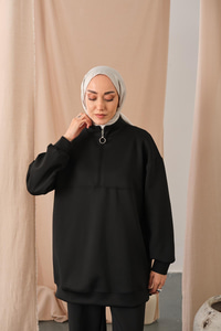 Yarım Fermuarlı Takım Siyah