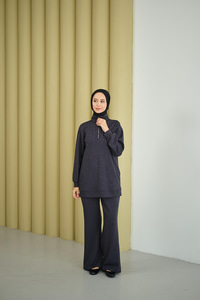 Yarım Fermuarlı Taşlı Takım Füme