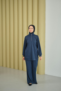 Yarım Fermuarlı Taşlı Takım Lacivert