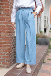 Yarım Lastikli Tensel Kot Pantolon Açık Mavi