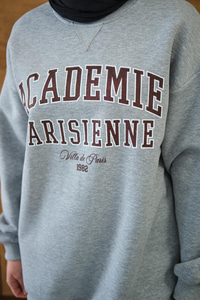 Yazı Baskılı Nakış İşlemeli Oversize Sweat Koyu Gri