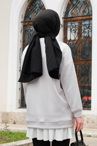 Yazı Baskılı Oversize Sweat Krem