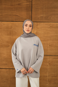 Yazı Baskılı Sweat Gri