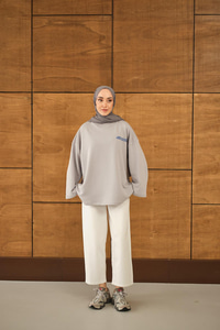 Yazı Baskılı Sweat Gri