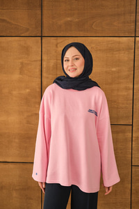 Yazı Baskılı Sweat Pembe