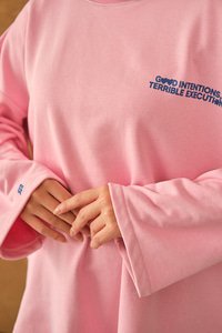 Yazı Baskılı Sweat Pembe