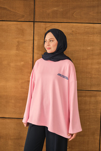 Yazı Baskılı Sweat Pembe