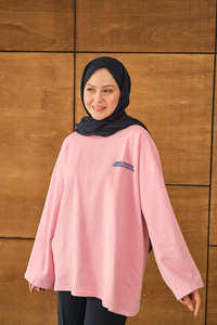 Yazı Baskılı Sweat Pembe