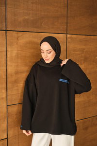 Yazı Baskılı Sweat Siyah