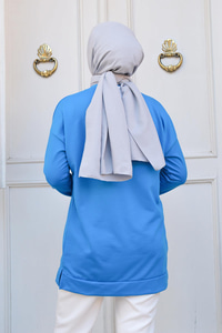 Yazı Baskılı Tunik Mavi