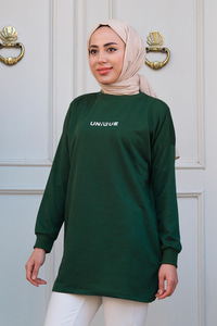 Yazı Baskılı Tunik Yeşil