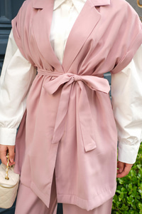 Yelekli Modal Takım Pudra