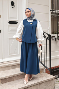 Yelekli Şık Takım Lacivert