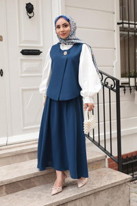 Yelekli Şık Takım Lacivert