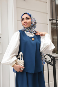 Yelekli Şık Takım Lacivert