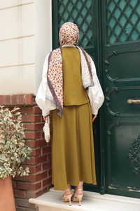 Yelekli Şık Takım Yağ Yeşil