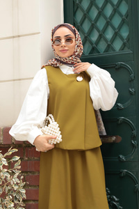 Yelekli Şık Takım Yağ Yeşil