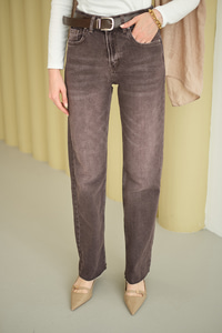 Yıkama Desen Kemerli Pantolon Kahverengi