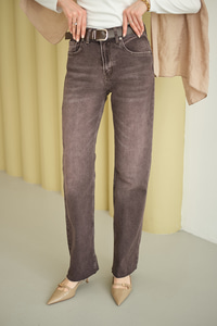 Yıkama Desen Kemerli Pantolon Kahverengi