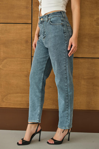 Yıkama Desen Pantolon Buz Mavi