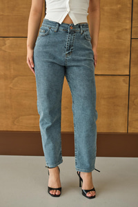 Yıkama Desen Pantolon Buz Mavi