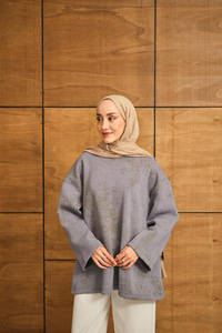 Yıkama Desen Sweat Gri