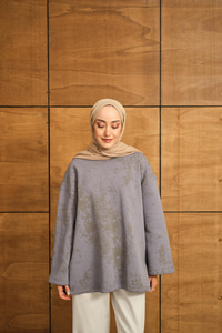 Yıkama Desen Sweat Gri