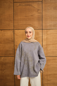 Yıkama Desen Sweat Gri