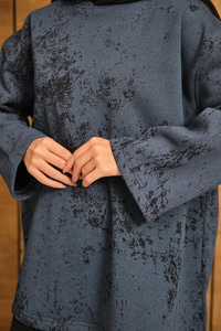 Yıkama Desen Sweat Lacivert