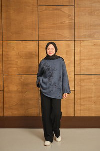 Yıkama Desen Sweat Lacivert